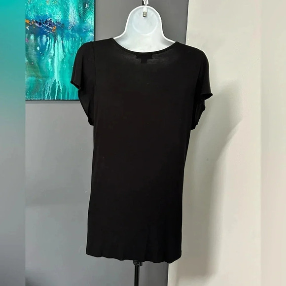 Women’s Large Sequin Black Top Ballon Hem Flutter Sleeve Stretch Whimsigoth Boho - Picture 6 of 12